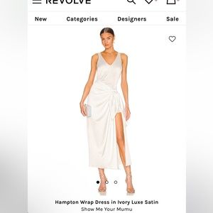 Show me your mumu Hampton Wrap Dress in Ivory Luxe Satin